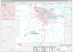 South Bend Metro Area Wall Map Premium Style 2026